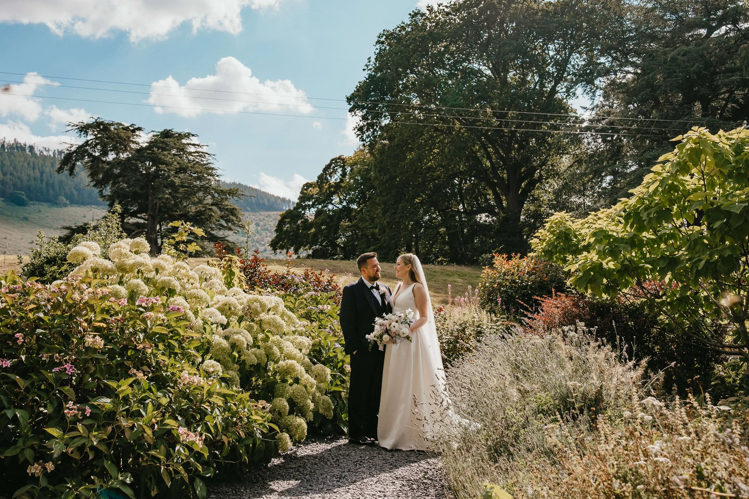 Wedding couple portrait at tyn dwr hall wedding venue