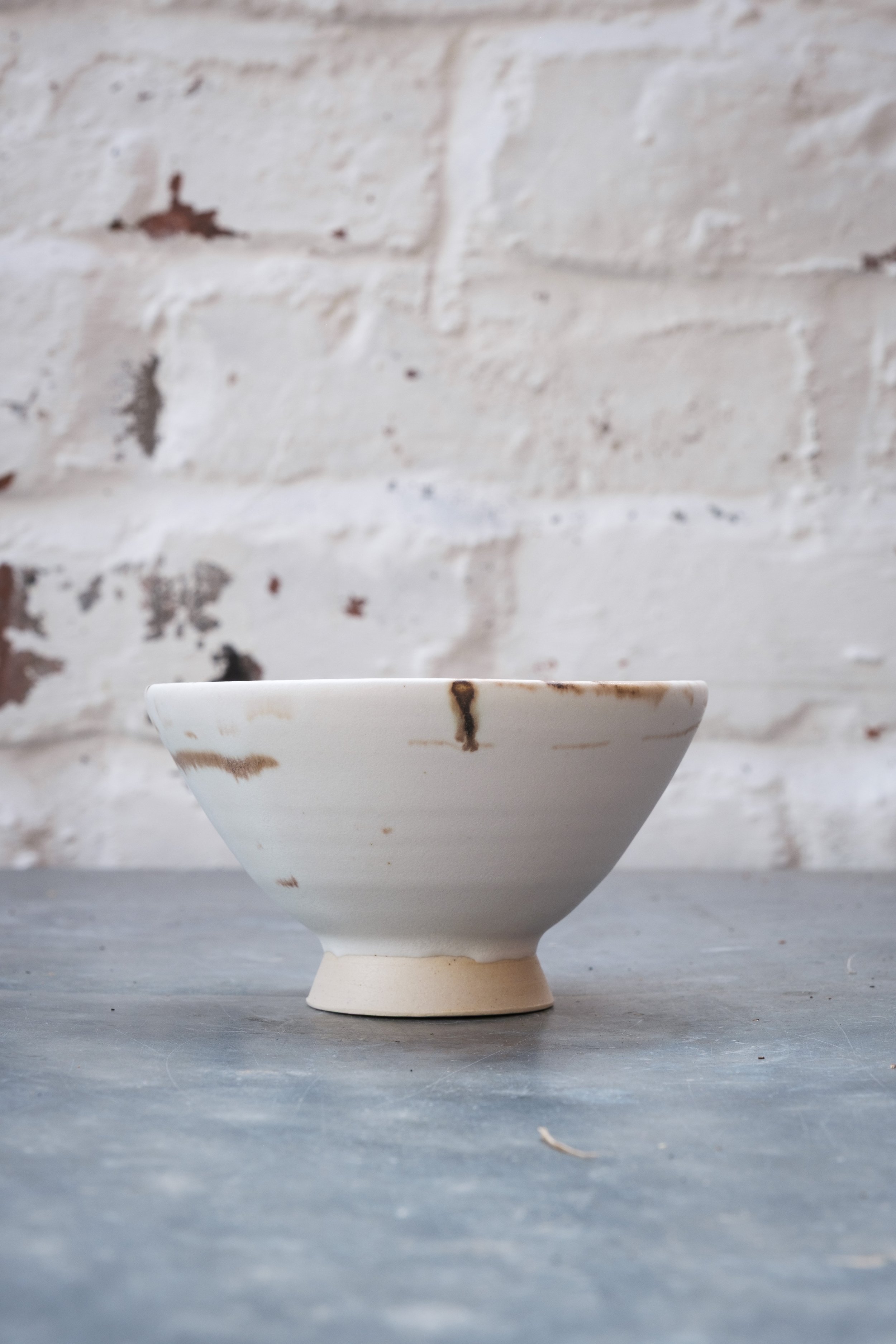 White and Bronze Flower Bowl
