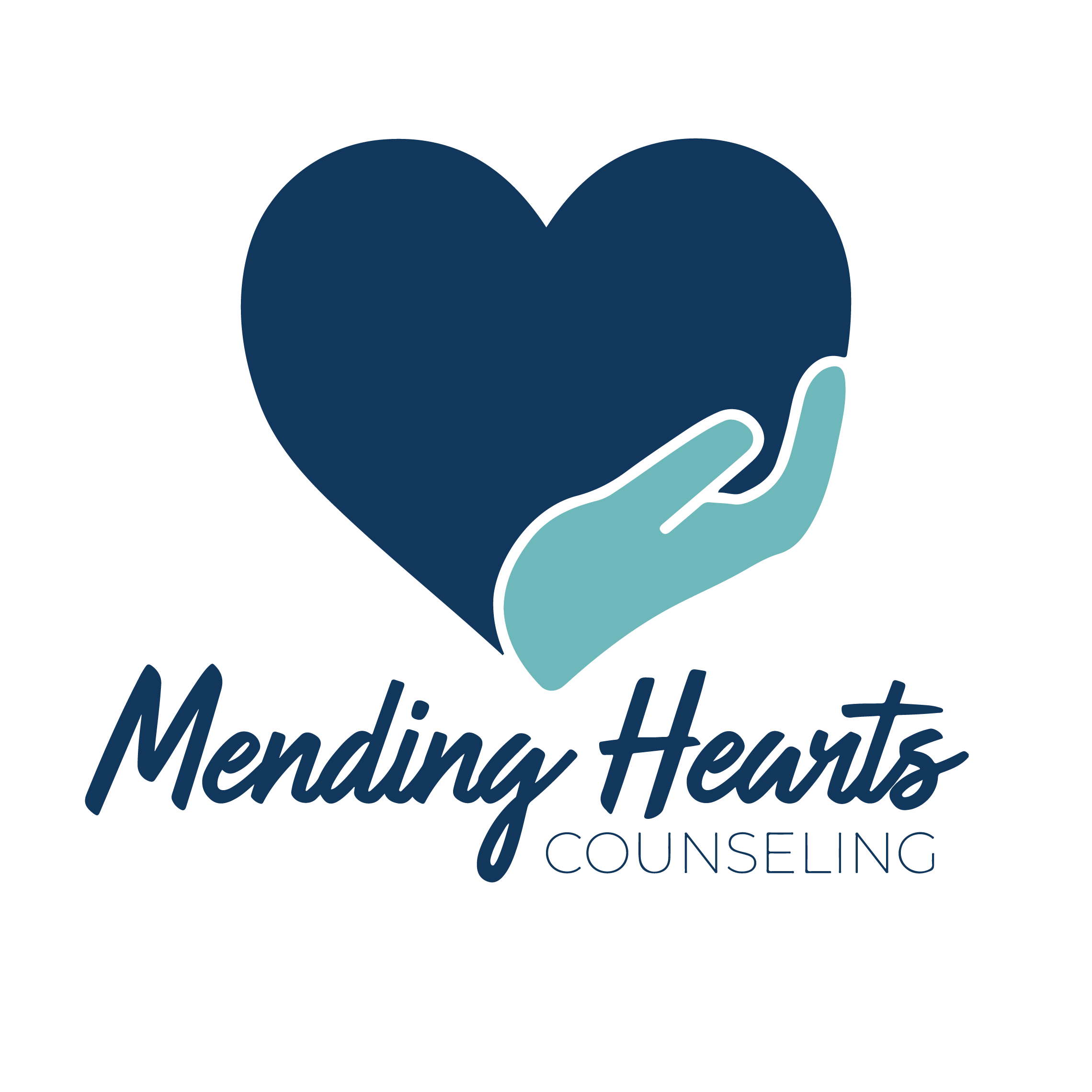 Online therapy business logo Mending Hearts Counseling.