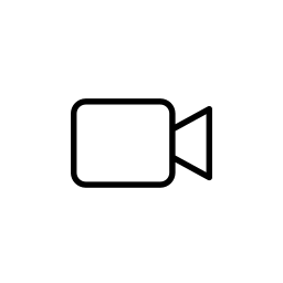 Icon of a video camera on a white circular background