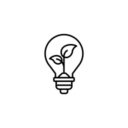 Icon of a lightbulb with a plant inside, symbolizing eco-friendly or green ideas.