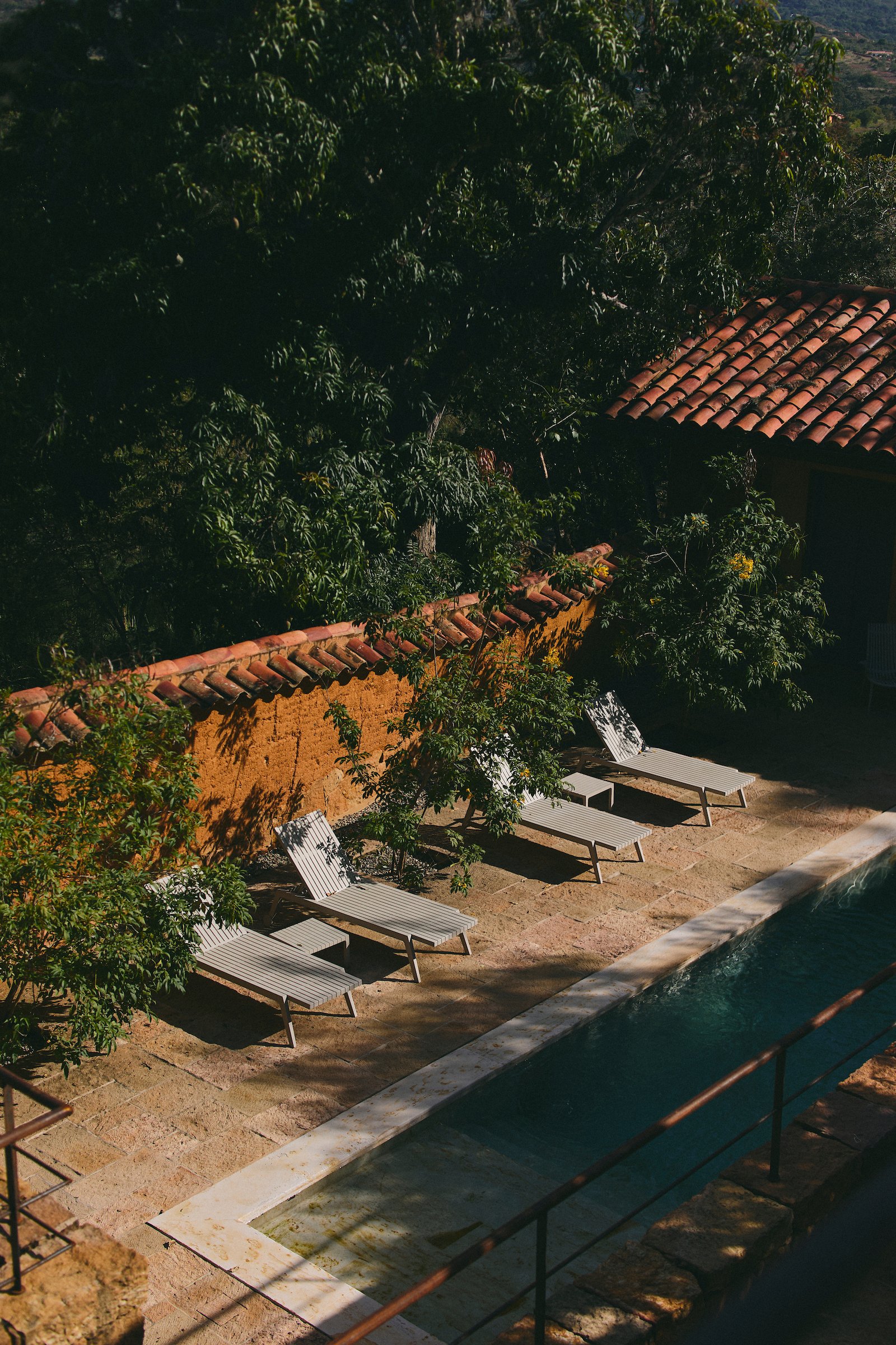 Pool at Terrazul boutique hotel overlooking the forest canopy near Barichara, Colombia
