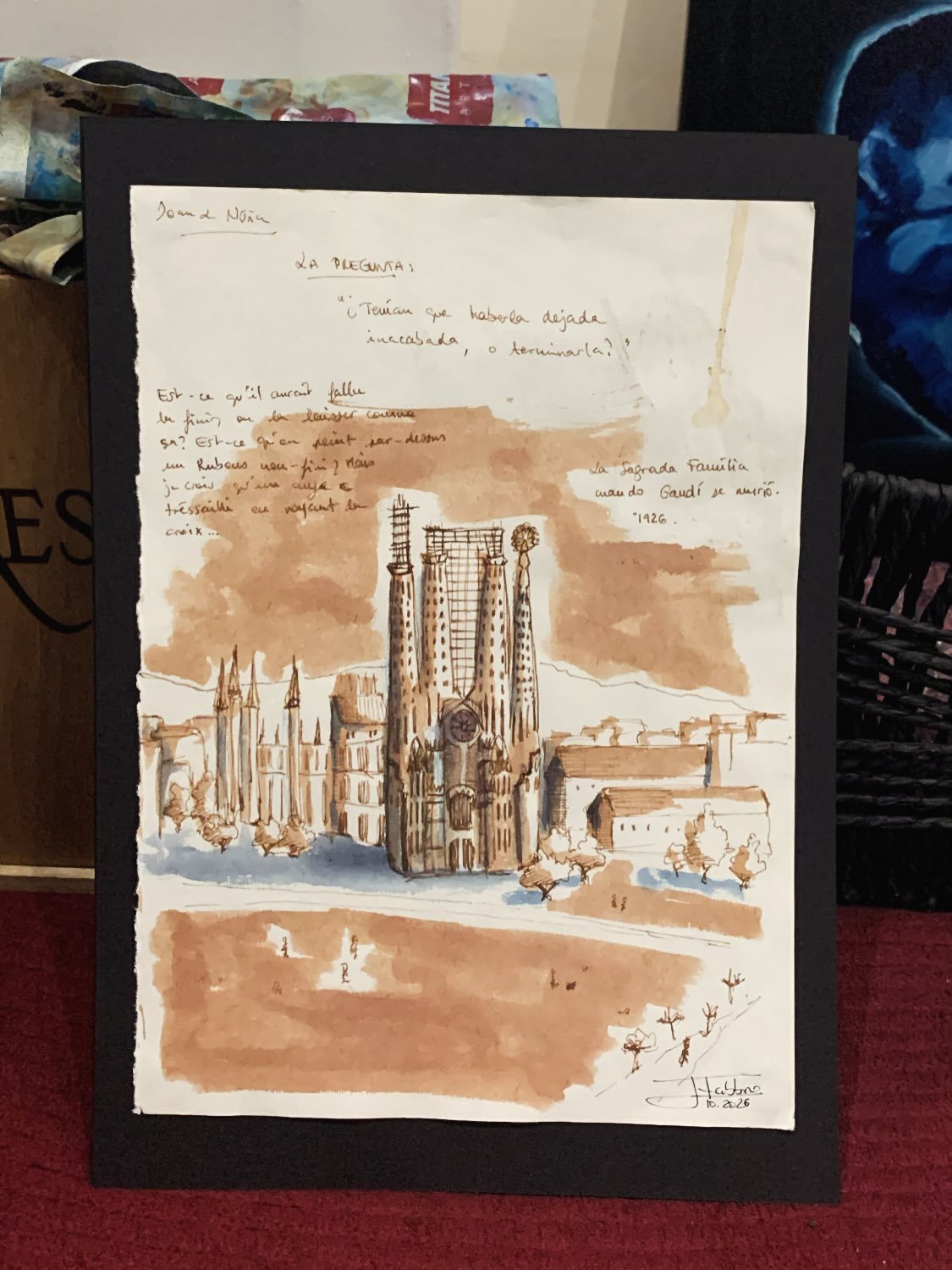 Hey people 🩵 

I&rsquo;ll be selling the REAL pages from my first study book, all the ones that helped me draw the artworks you took home 💕 
So here we have : 

1 - The Sagrada Familia as it was when Gaudi last saw it, in 1926. 
2- Details of the P