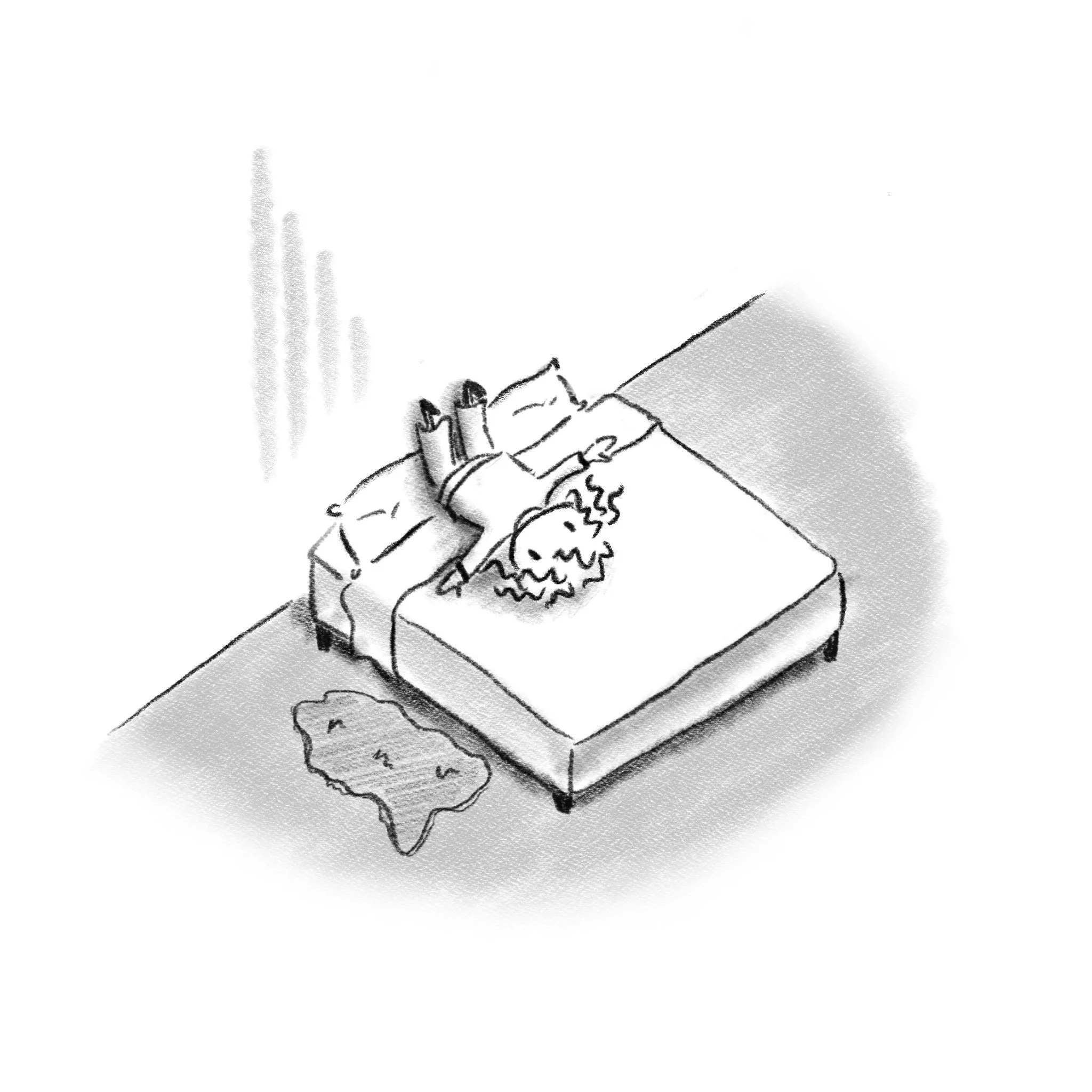 Sketch Lidy lying on bed thinking