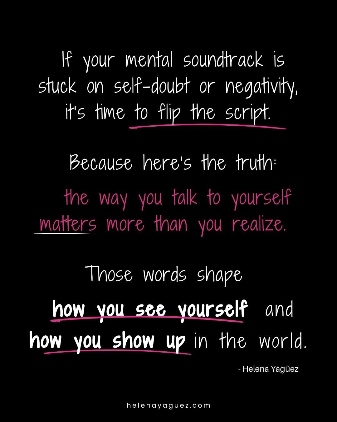 .

🌟 The way you talk to yourself isn&rsquo;t just &ldquo;in your head&rdquo;&mdash;it&rsquo;s the foundation for how you live your life. 🧠💡

Negative self-talk? That&rsquo;s yesterday&rsquo;s story.

Today, start a new chapter: one full of grace,