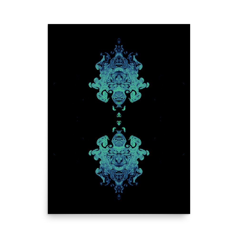 Monkey & Tiger - Blue Neon | Poster