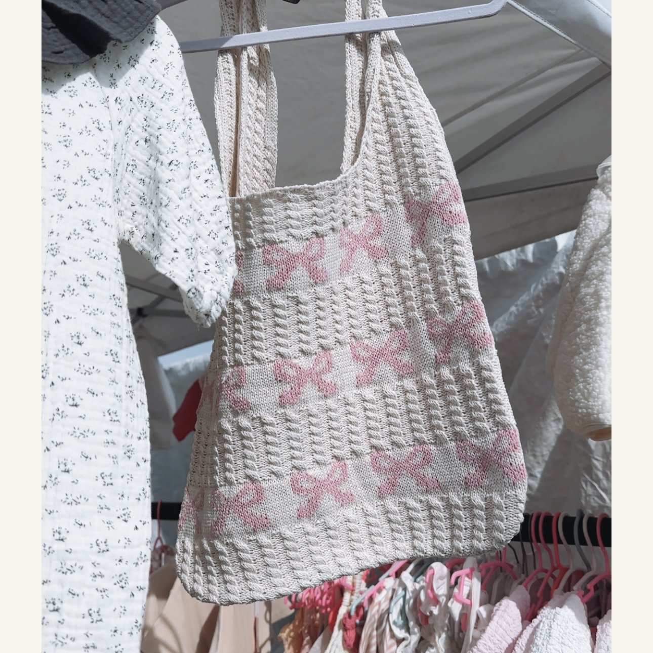 Knitted Bow Totebag