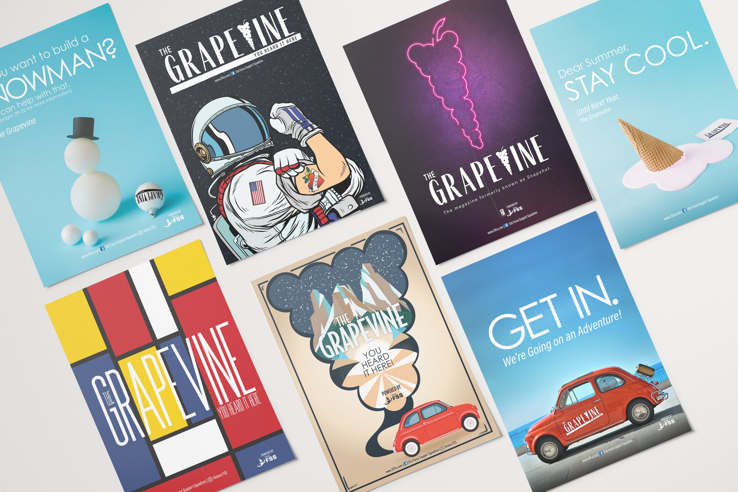 Posters for the Aviano Grapevine magazine