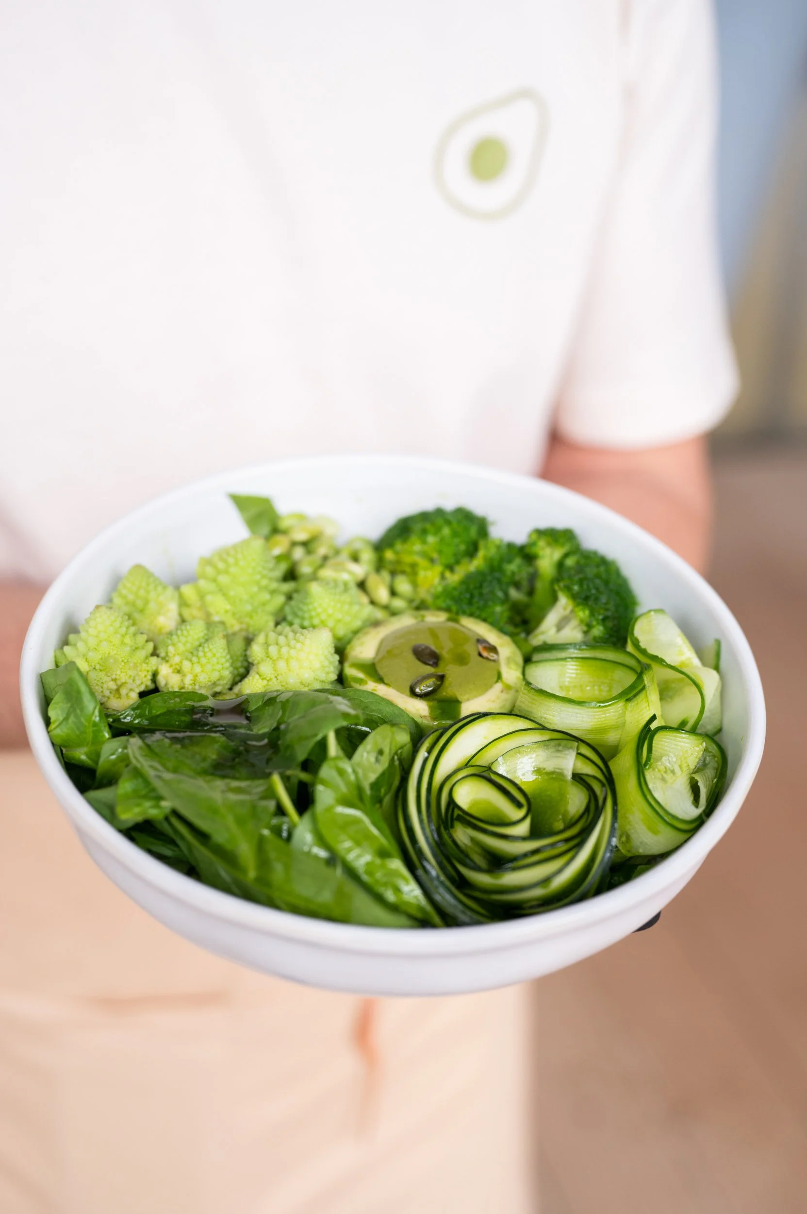 Bowl of all green vegetables