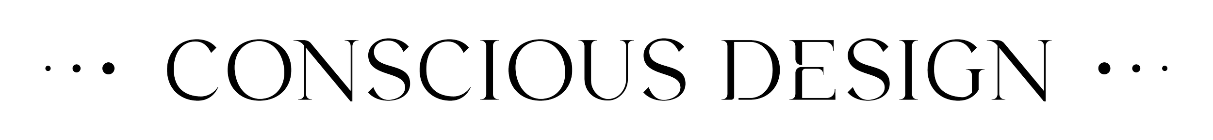 Text reading 'Conscious Design' with decorative dots on each side.