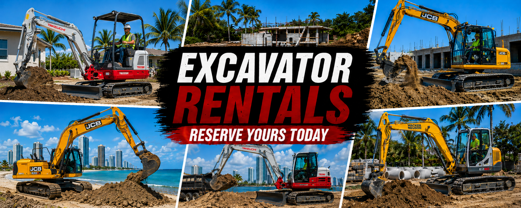 excavators digging in Florida collage