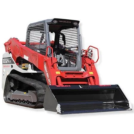 Takeuchi TL12V2 track loader front facing white background