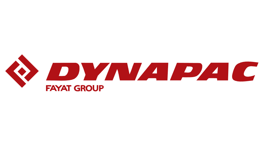 Dynapac logo with red diamond-shaped symbol and bold red text saying "DYNAPAC" with smaller text "FAYAT GROUP" underneath.