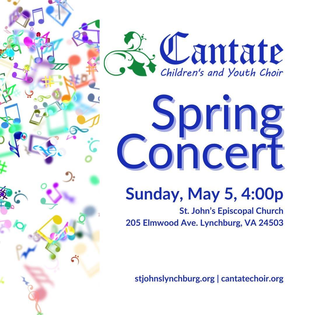 🎶 Mark your calendar! Cantate Children&rsquo;s and Youth Choir Spring Concert
🎶 Sunday, May 5
🕓 4:00p

On Sunday, May 5, at 4:00p, Cantate Children&rsquo;s and Youth Choir will present their annual Spring Concert, &ldquo;An die Musik&rdquo; (&ldqu