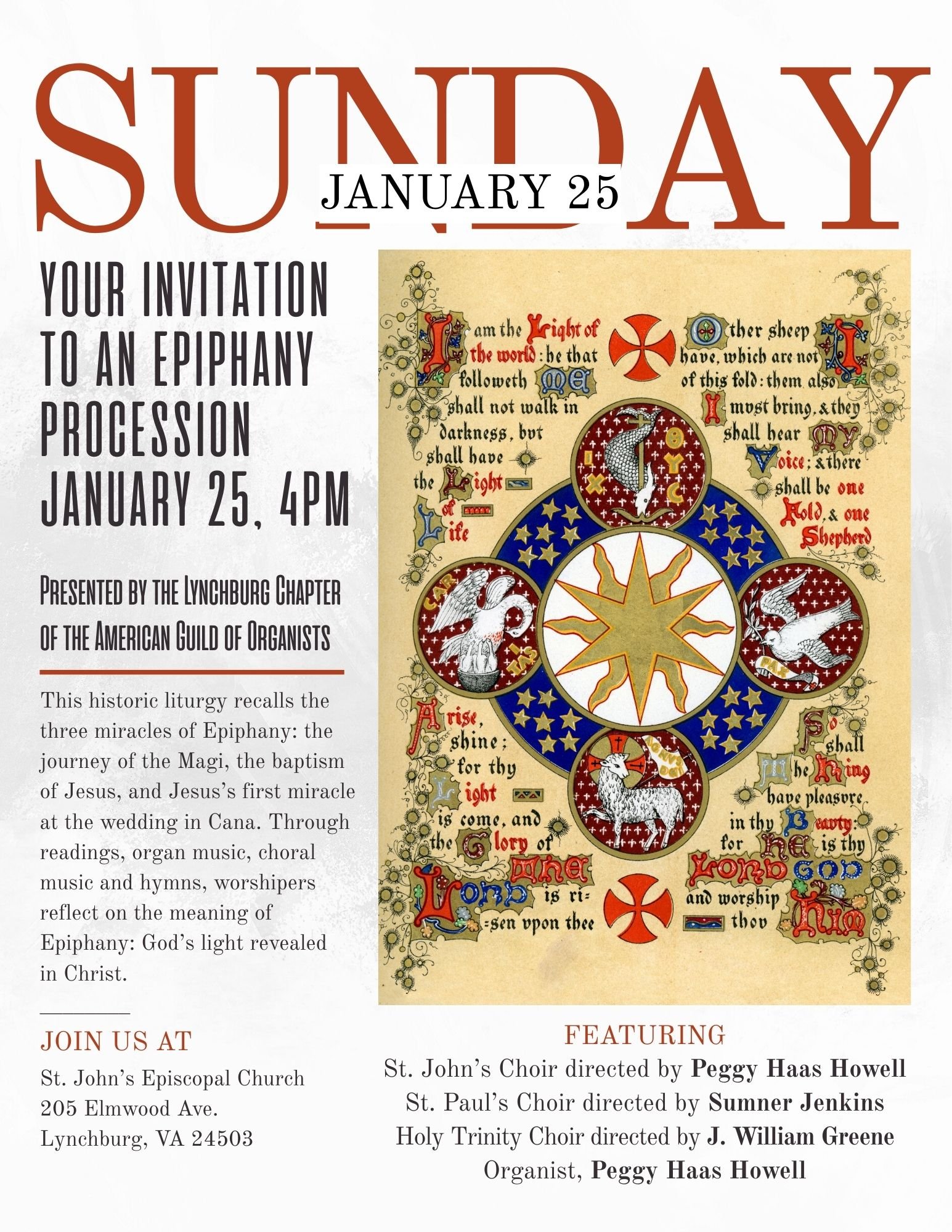 Epiphany Procession, January 25, 4p