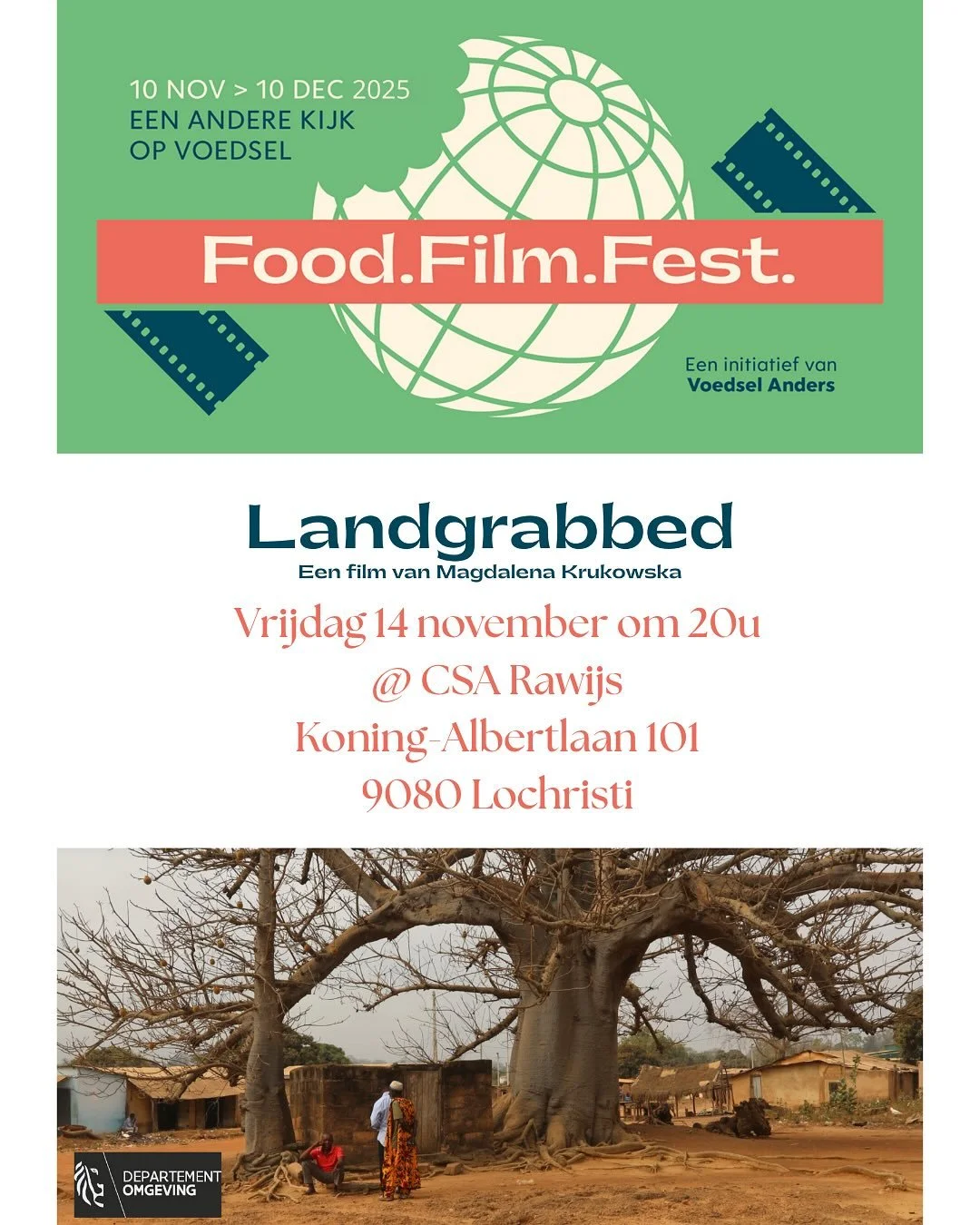 FOOD.FILM.FEST. - Dat zijn zes films die je anders doen kijken naar voedsel en landbouw, met meer dan honderd voorstellingen over heel Vlaanderen, voor dertig dagen lang.

🌞 Landgrabbed

Wees welkom op 14 november bij @rawijs om gratis mee te kijken
