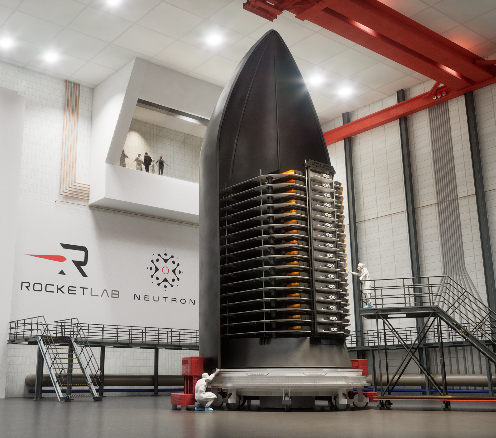 Artist impression of Rocket Lab Flatellite spacecraft inside a Neutron launch vehicle fairing.