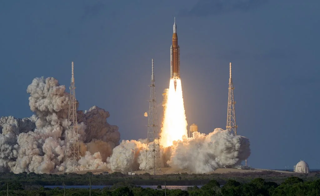 The SLS (Space Launch System) launches with the Artemis II crew aboard the Orion spacecraft on April 1, 2026, at NASA's Kennedy Space Center in Florida. Credit: NASA/Bill Ingalls