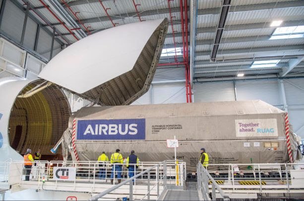 Airbus Built Inmarsat-6 F2 Satellite Arrives On Board an Airbus Beluga in Florida for Launch