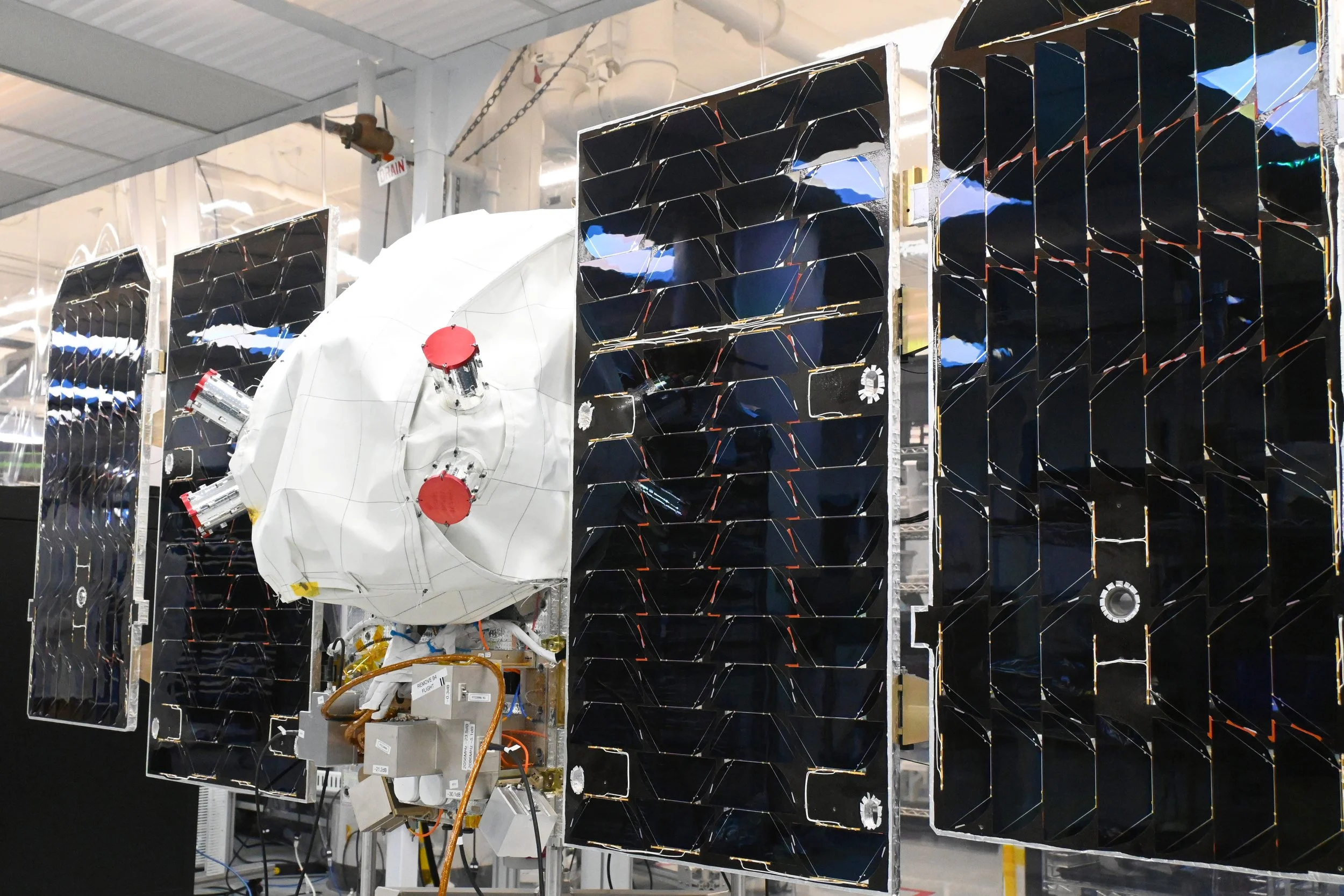 One of Planet's latest Pelican satellites, photographed at its headquarters in San Francisco, ahead of their departure to Vandenberg Space Force Base in California