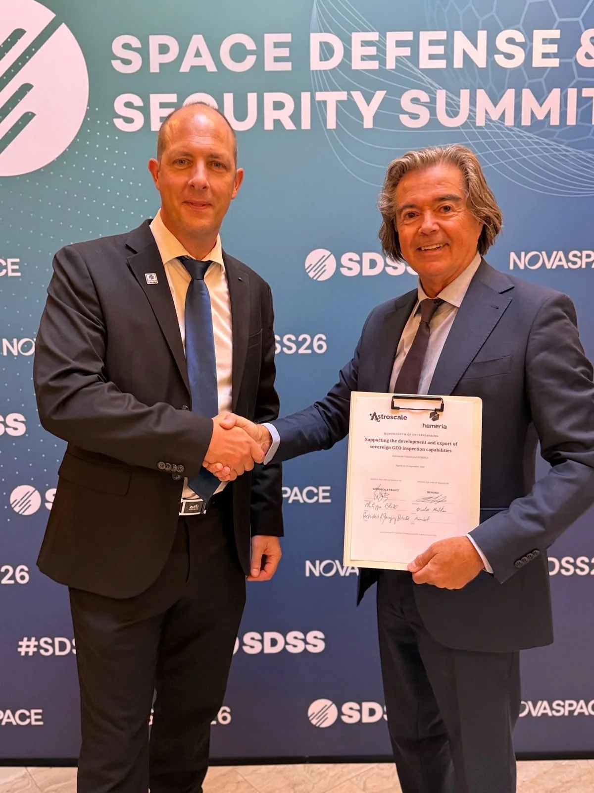 L-R_ Nicolas Multan, Chairman of HEMERIA_ Philippe Blatt, President and Managing Director, Astroscale France