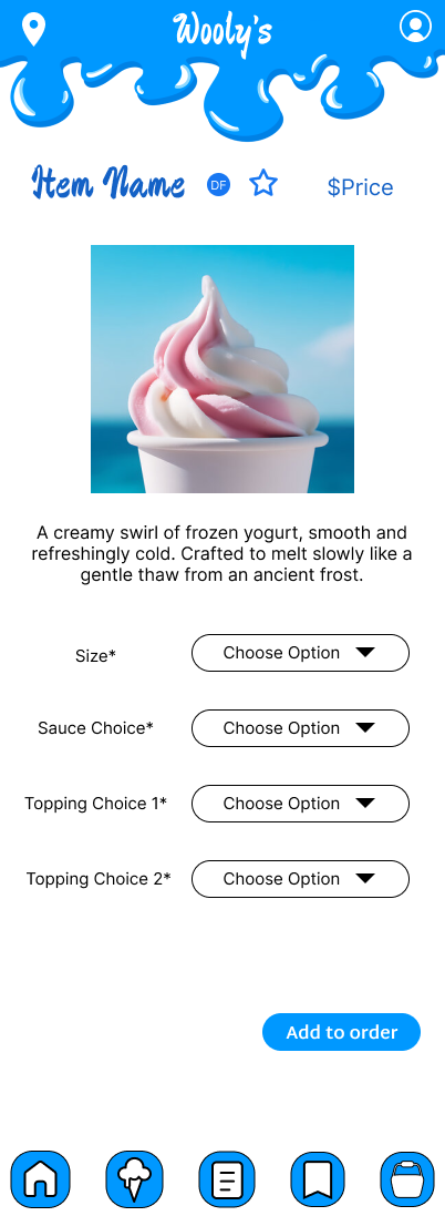 Menu Item Customization Page