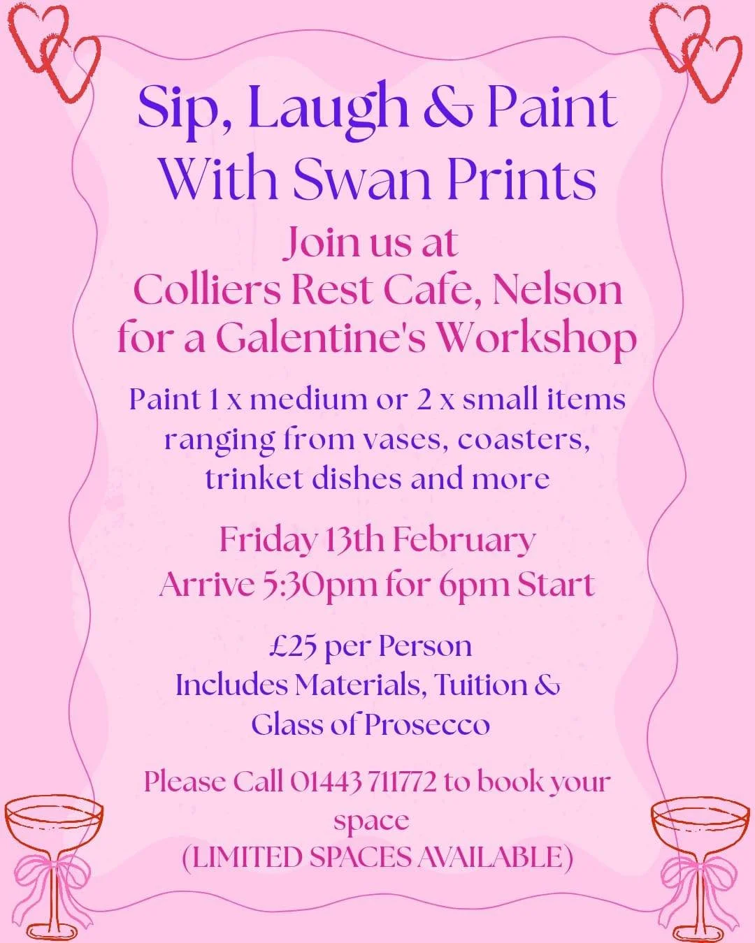 Sip, laugh and Paint with Swan Prints. Friday 13th February