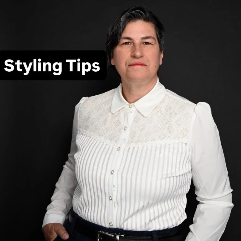 Part of your consult with me is to dicuss what you will wear at your photoshoot. I call this styling. If you want to wear white- look for a shirt or blouse with texture - no graphics or crazy design that would be taking away from your eyes! Textures 