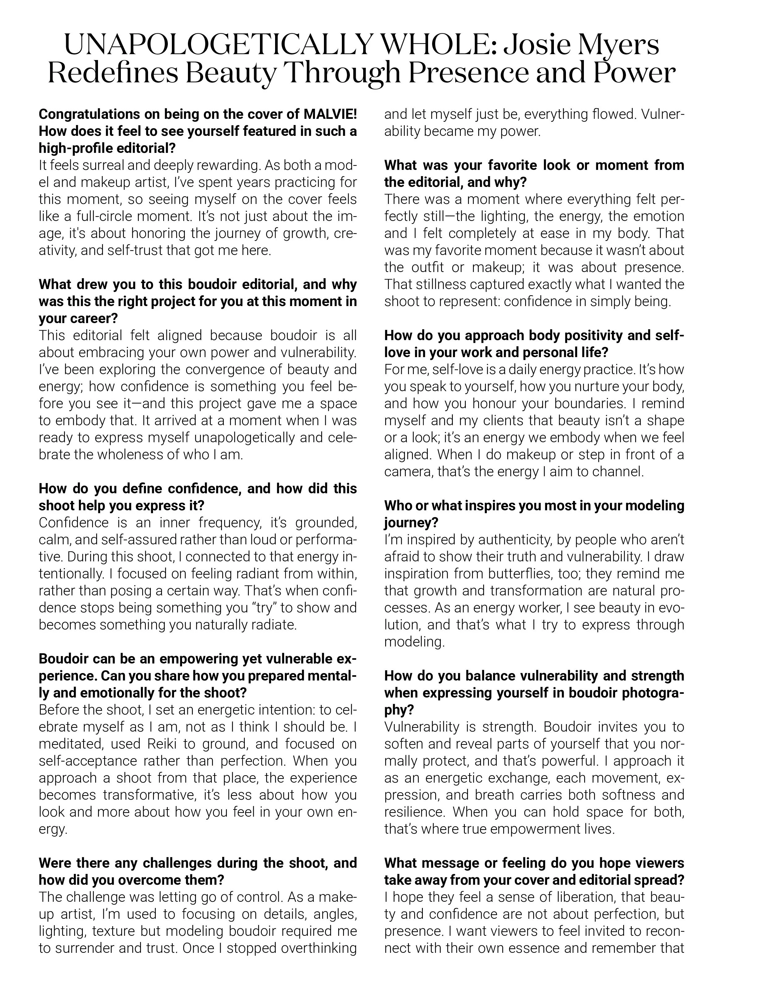 Malvie Magazine publication November 2025 - Bold Boudoir Vol. 39