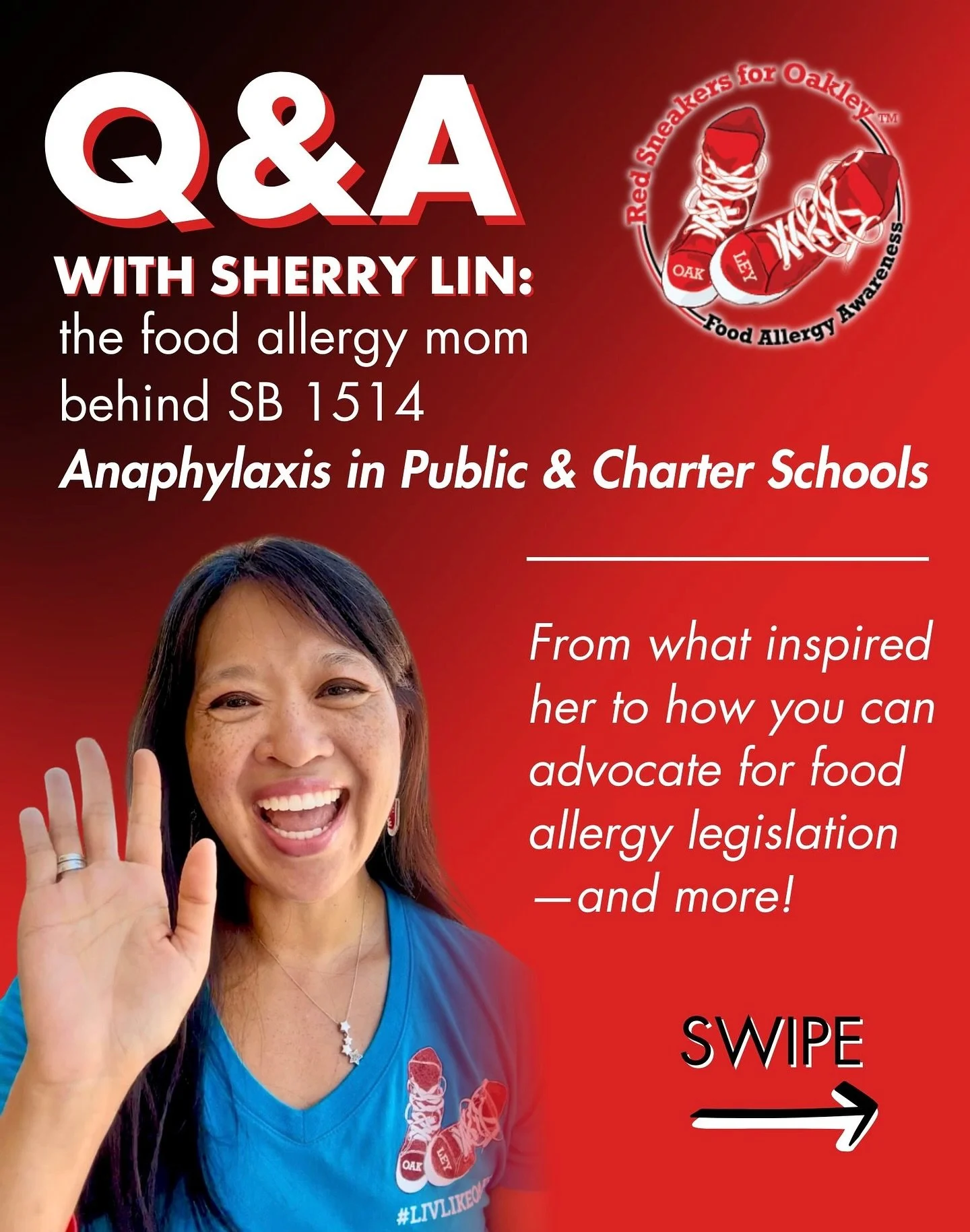 Food allergy mom &amp; advocate, Sherry Lin is the driving force behind SB 1514 (Anaphylaxis in Public and Charter Schools) &mdash; legislation that ensures schools are better prepared to protect students with life-threatening allergies in Florida.

