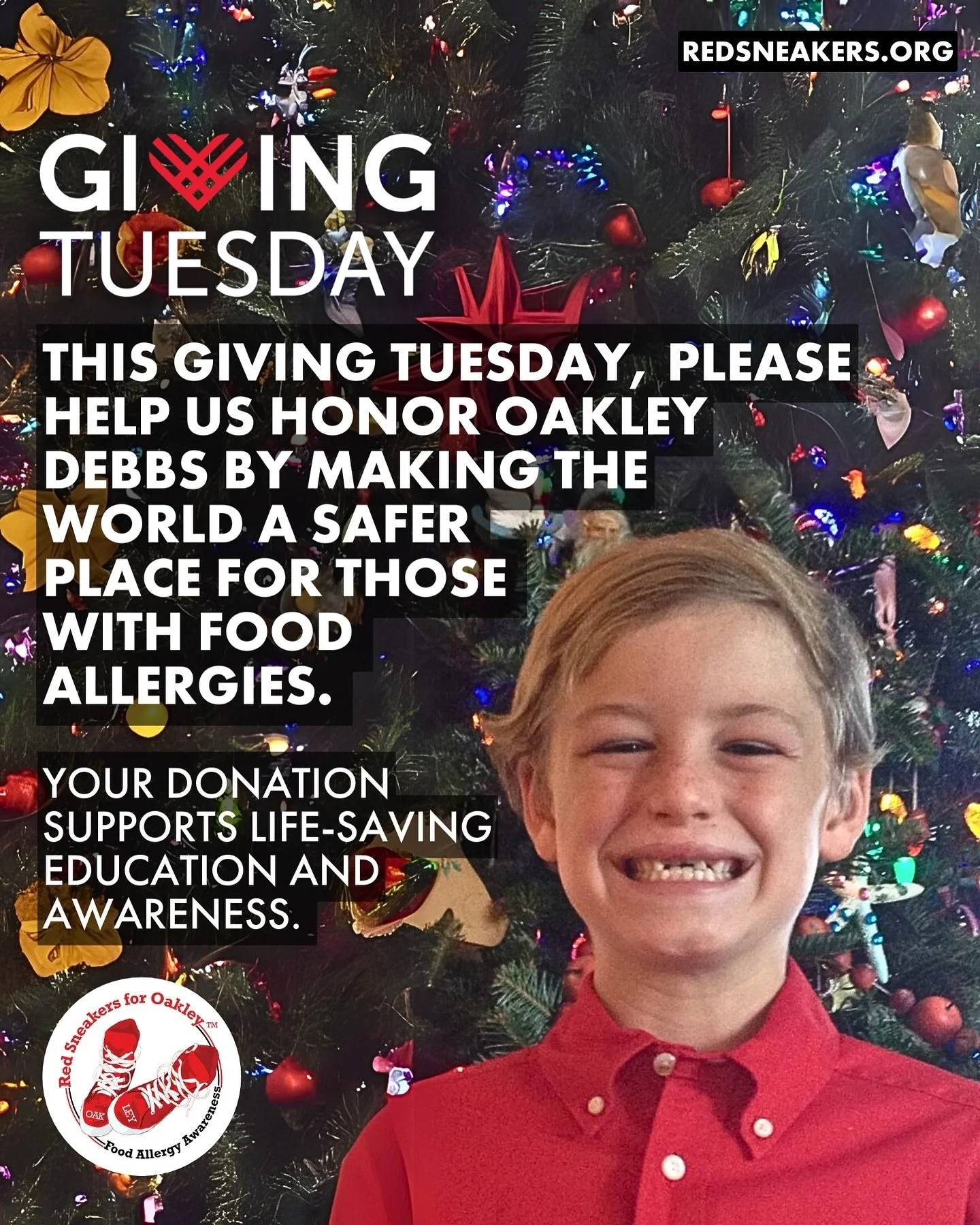 We need your help saving lives. 🙏❤️ Your contributions allow Red Sneakers for Oakley to continue educating, advocating, and spreading food allergy awareness so that no other family has to endure such a tragic loss. 
 
Your donations will make an imp