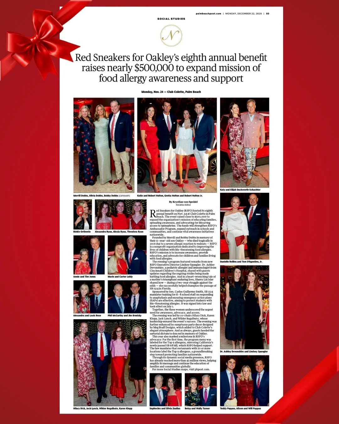A big THANK YOU to everyone who continues to stand with us in educating, advocating, and saving lives. We are eternally grateful for your support ❤️🙏 
 
Read the @pbpost article: palmbeachpost.com/story/news/local/2025/12/22/red-sneakers-for-oakley-