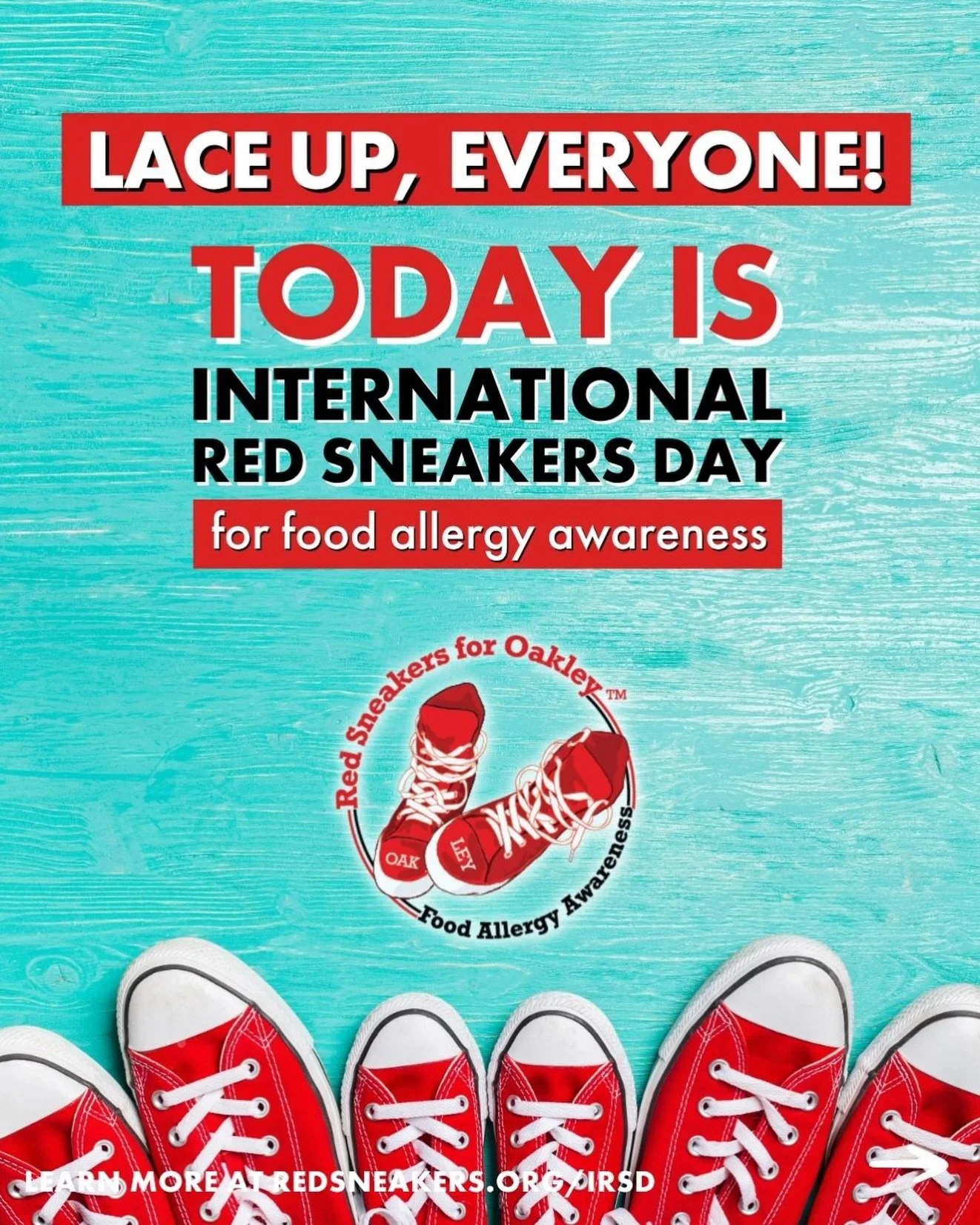 IT&rsquo;S FINALLY HERE! 🎉 May 20th is International Red Sneakers Day! It&rsquo;s a special day to spread food allergy awareness worldwide!

HOW CAN YOU GET INVOLVED?

It&rsquo;s easy! Post a photo wearing red sneakers/shoes (or anything red) on soc
