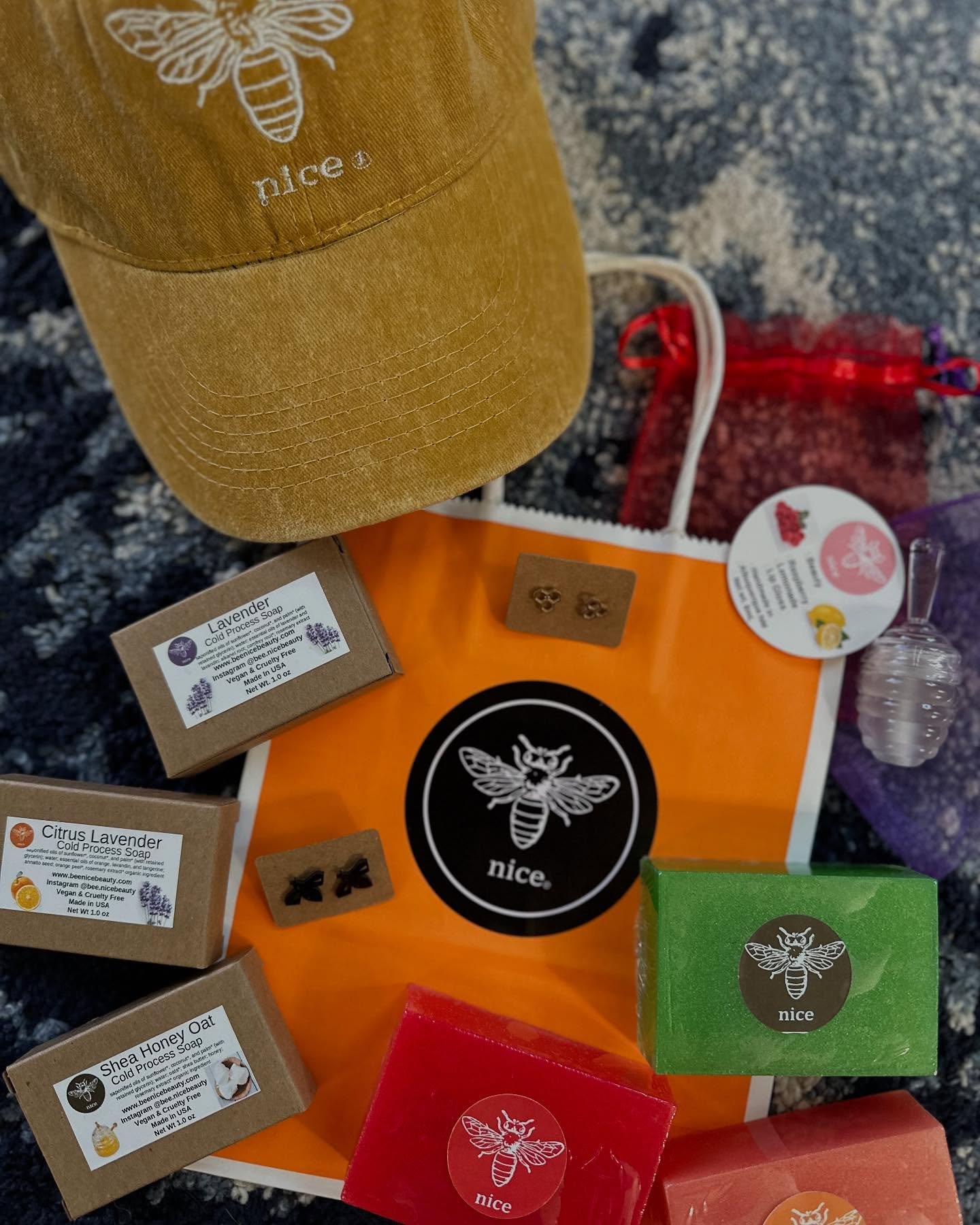 🐝🎓💐 Celebration Season is HERE 💐🎓🐝 We have the gifts for all the special people in your life 🐝🎓💐 Mix and match our customer favorites like lip gloss, baseball hats , glycerin soaps, cold process soaps and earrings  to create the perfect gift