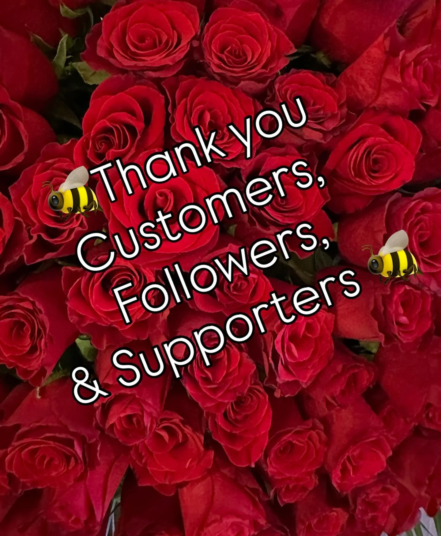 🌹🌹🐝🌹🌹 Thank you to ALL of our Customers, Followers , &amp; Supporters 🌹🌹🐝🌹🌹 We are here because of you and we are so grateful to have the support and the business for all of you 🌹🌹🐝🌹🌹 We have fun Spring 2026 things to come !!!!🌹🌹🐝🌹