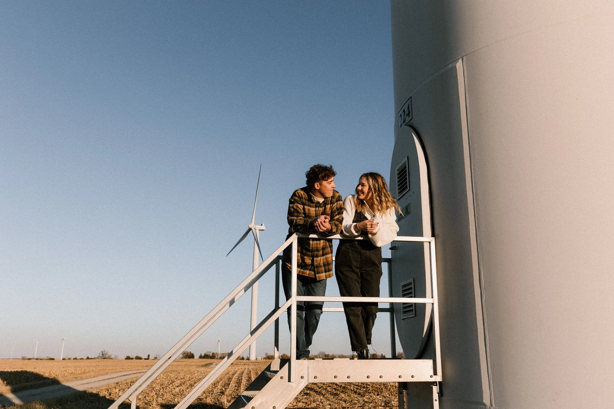 cinematic midwestern couple at sunset