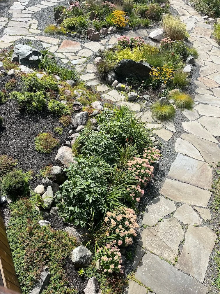 Flagstone pavers path landscaped near Ely, MN.