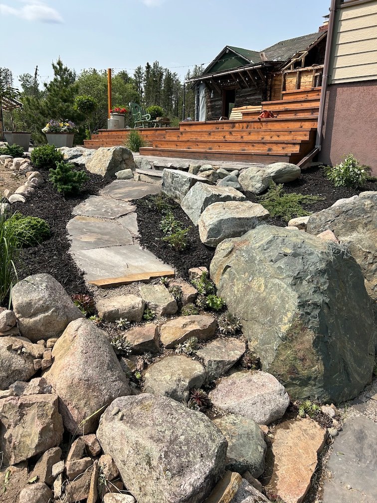 Landscaping with pavers on Lake Vermillion near Ely, MN.