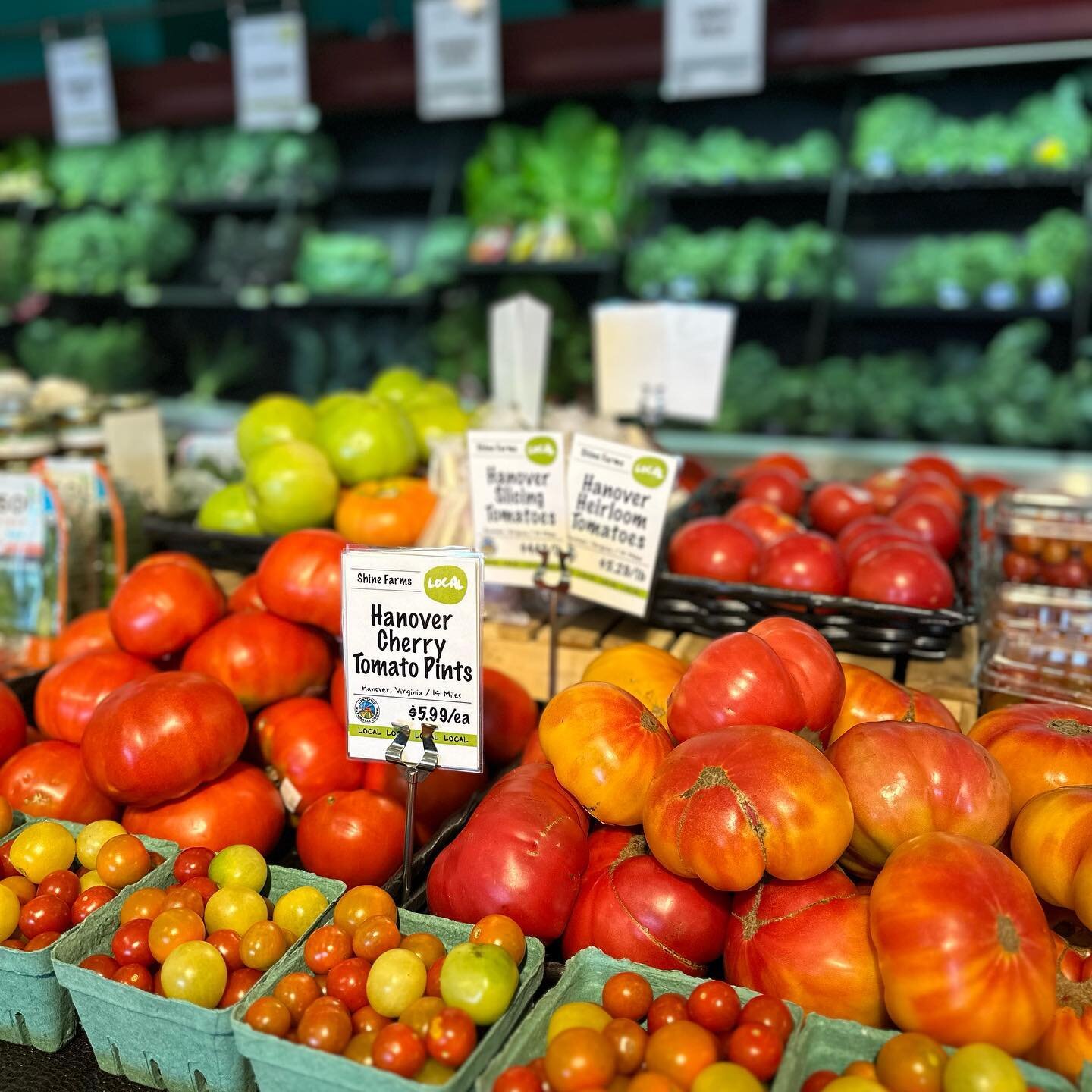 Hanover Tomatoes are in from @shinefarms 🍅🍅🍅 So delicious! We have slicing, heirloom and cherry tomatoes. They won&rsquo;t be there long! But don&rsquo;t worry, we still have lots of other local tomatoes too! What&rsquo;s your favorite way to eat 