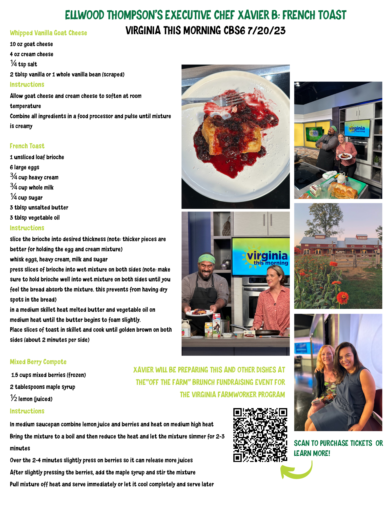 Chef Xavier makes brioche French toast with berries on virginia this morning