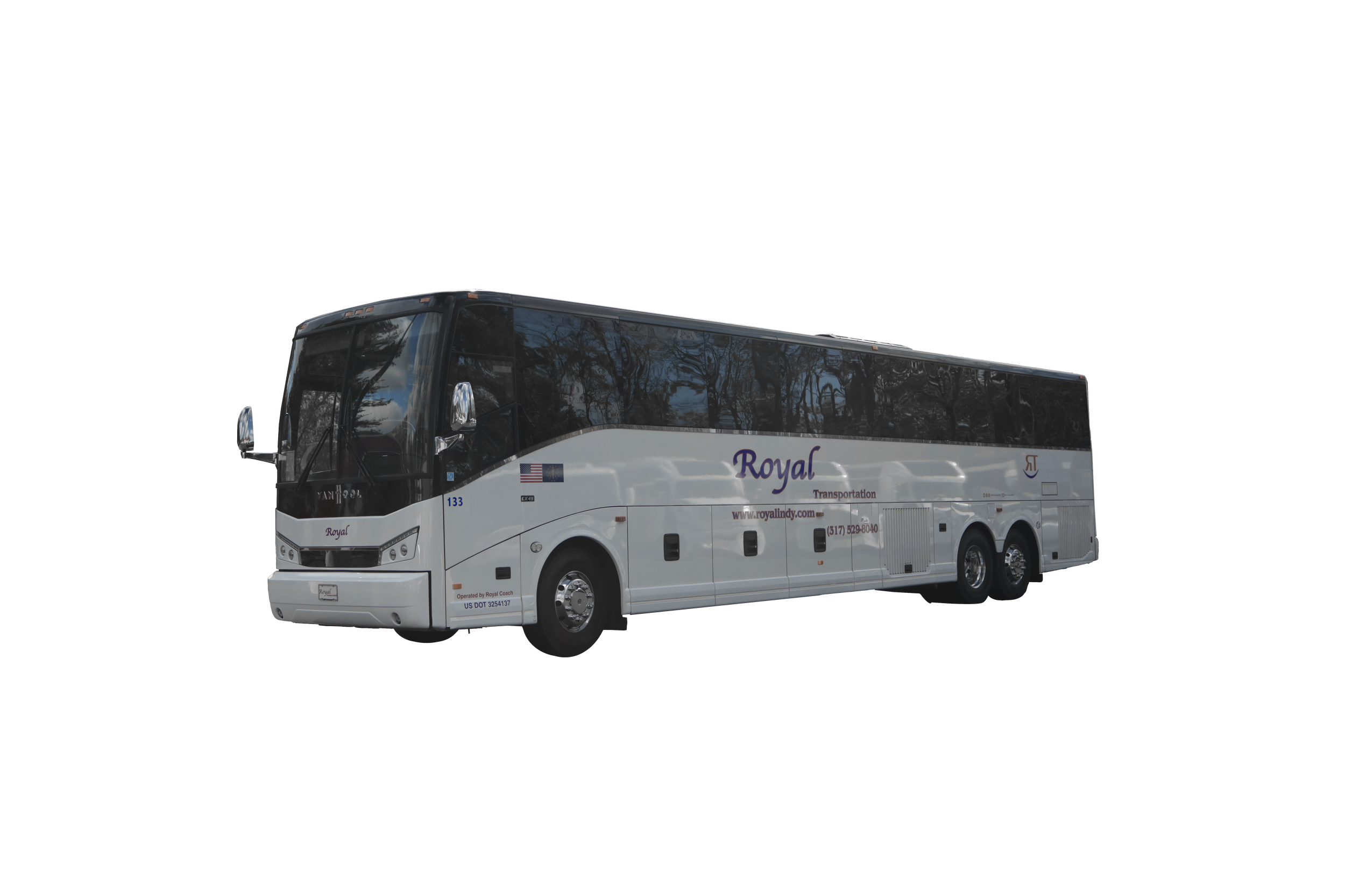 56 Passenger White Van Hool Motor Coach