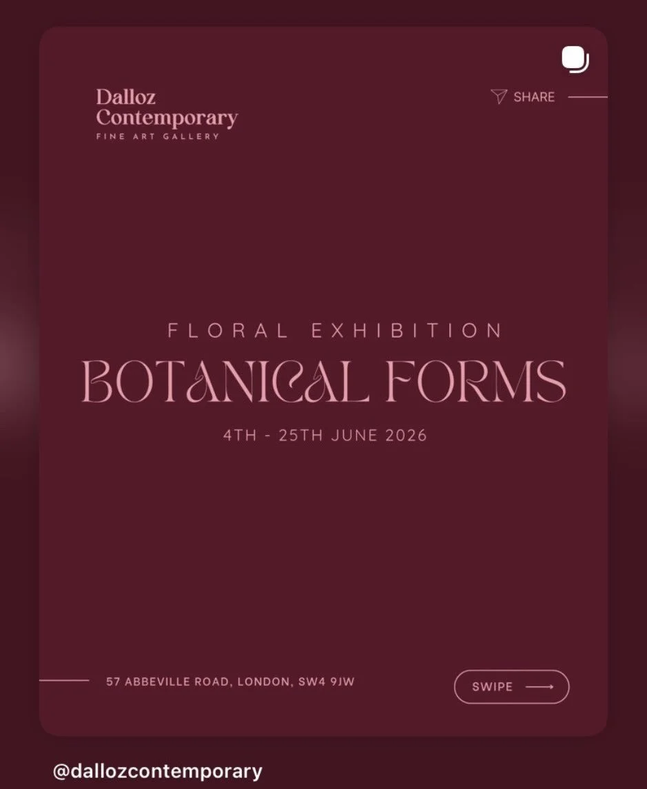 Delighted to be part of Botanical Forms with @dallozcontemporary

A collection of my latest floral works will be on show, exploring soft layers, gentle movement, and the shifting nature of form and colour.

Private view: 4th June, 6&ndash;8pm
Exhibit