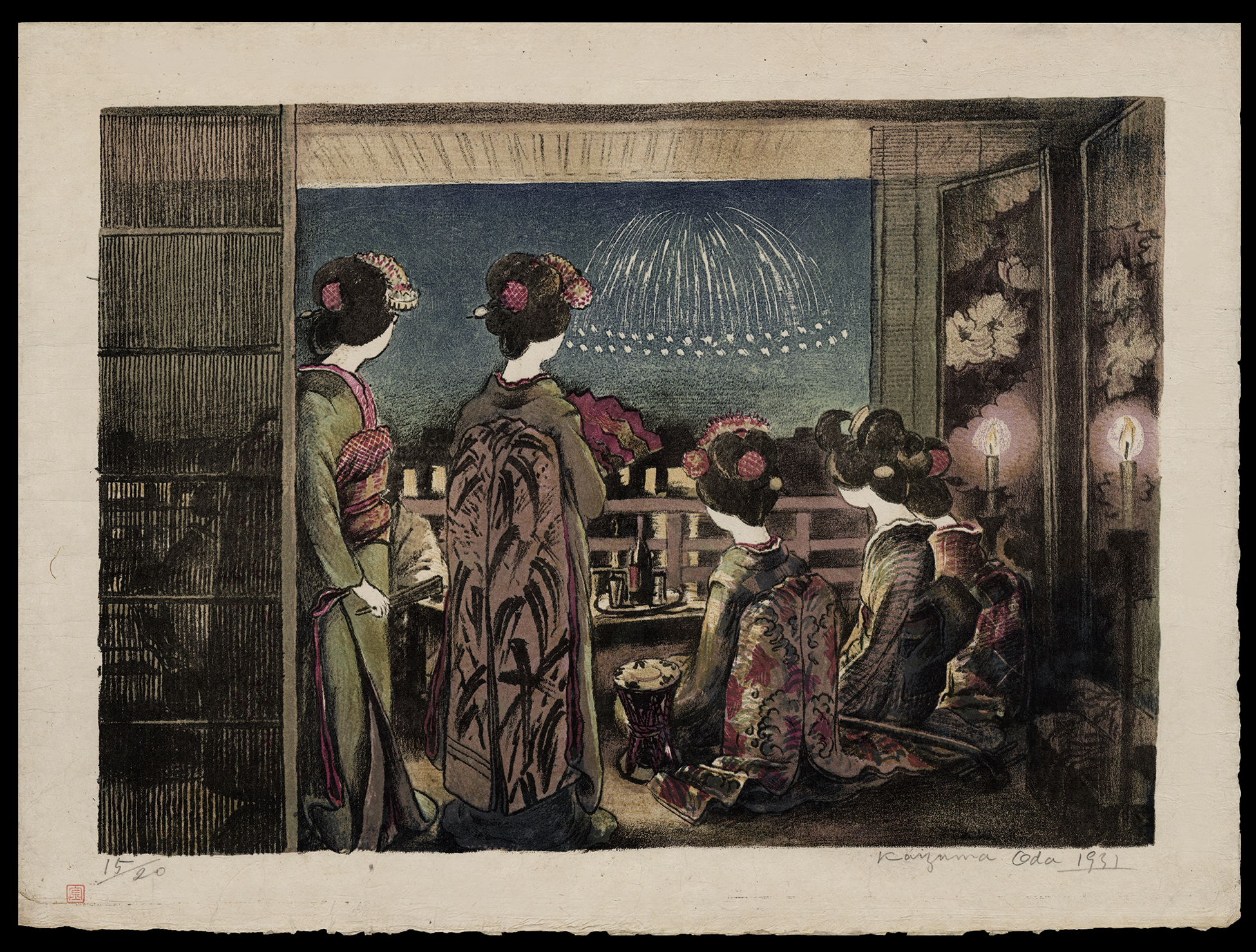 Sosaku-Hanga-Oda-Kazuma-Fireworks-at-Kamo-River.png