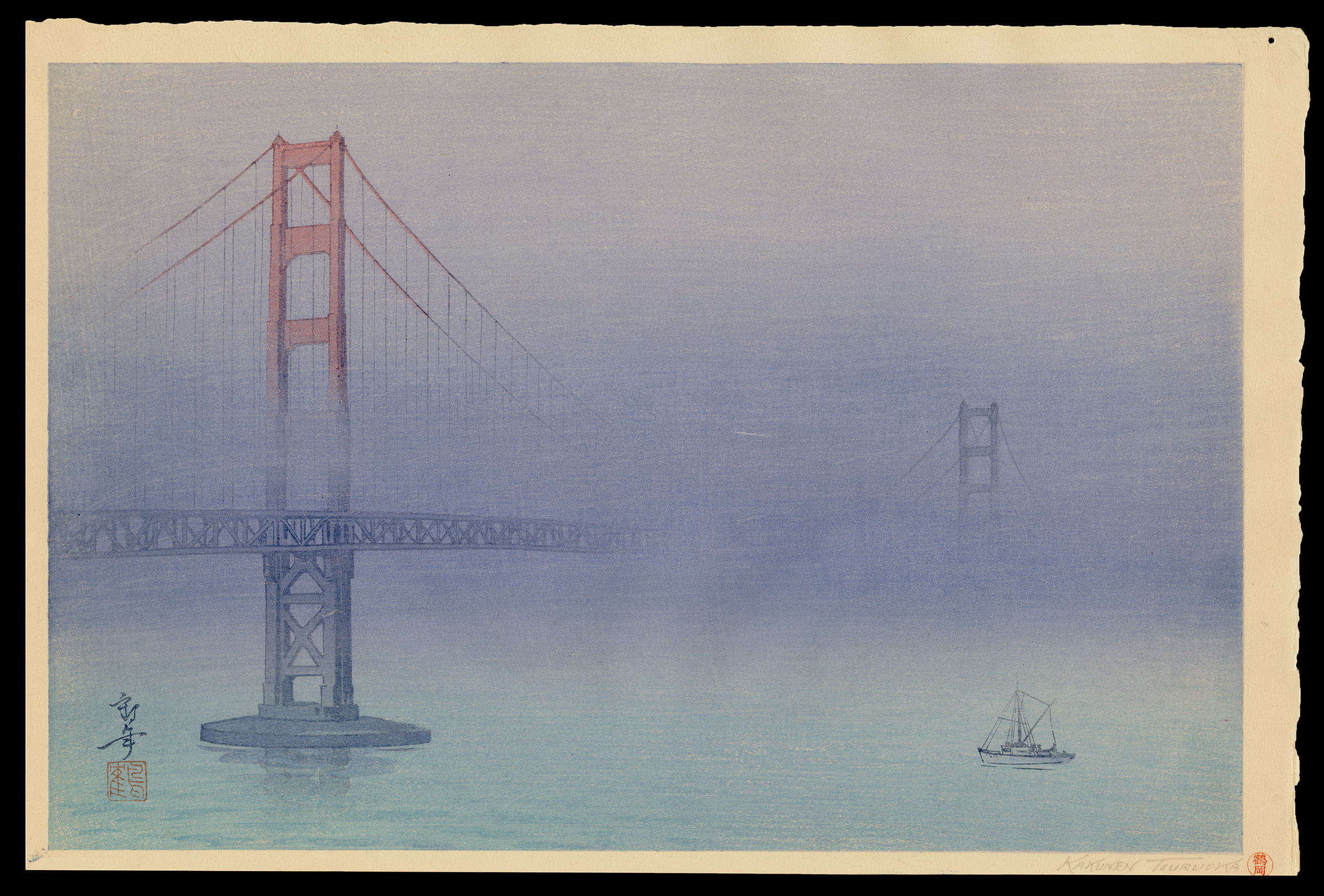 Shin-Hanga_Kakunen_Tsuruoka_Golden_Gate_Bridge_in_Fog.png