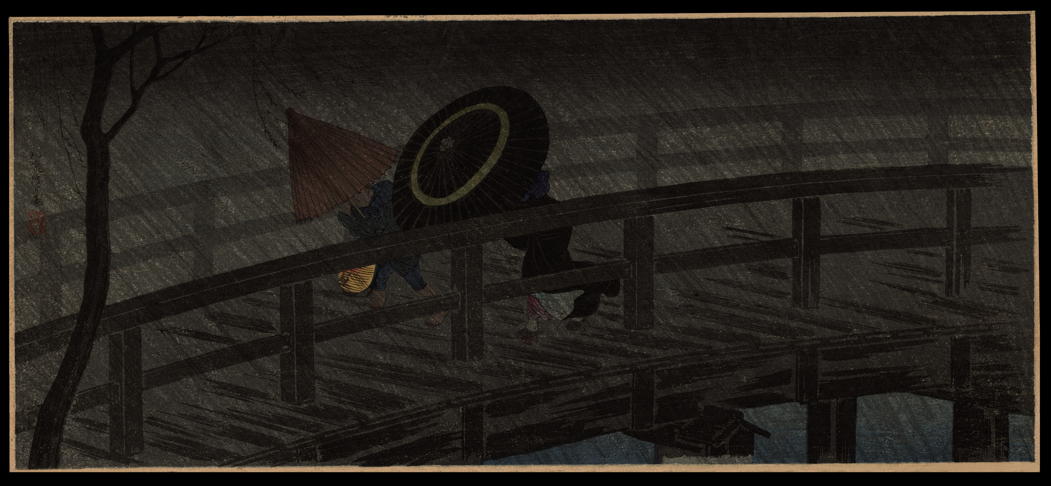 Shin-Hanga-Hiroaki-Takahashi-Shotei-Rain-on-Izumibashi-Bridge.png