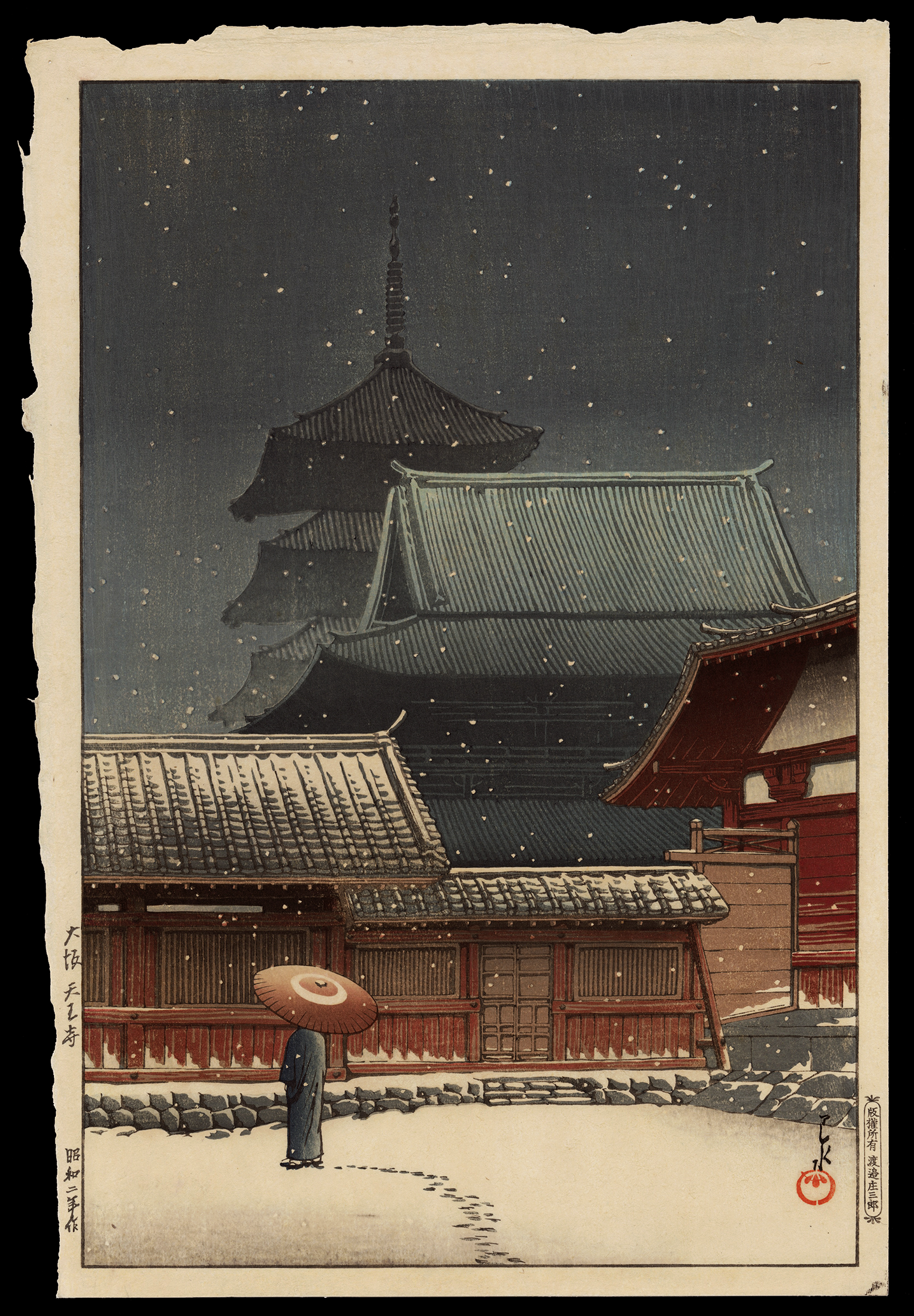 Shin_Hanga_Kawase_Hasui_Tennoji_Temple_Osaka.png