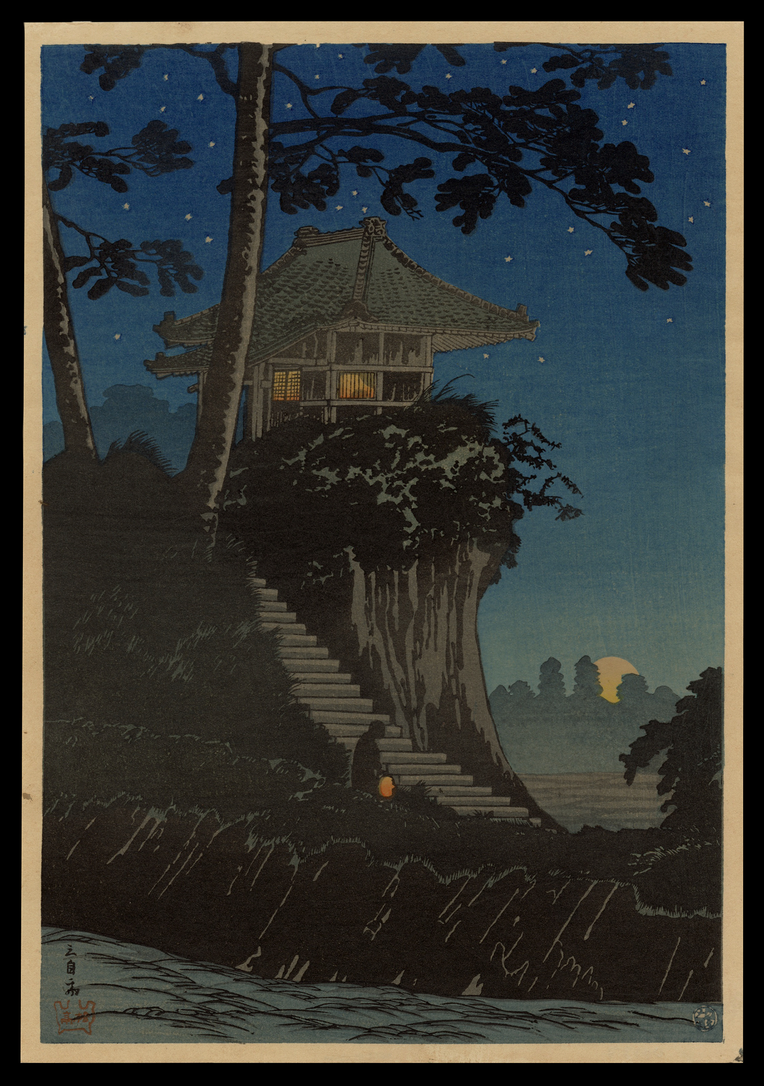 Tokumochi in Starry Night | Takahashi Hiroaki | Shin Hanga