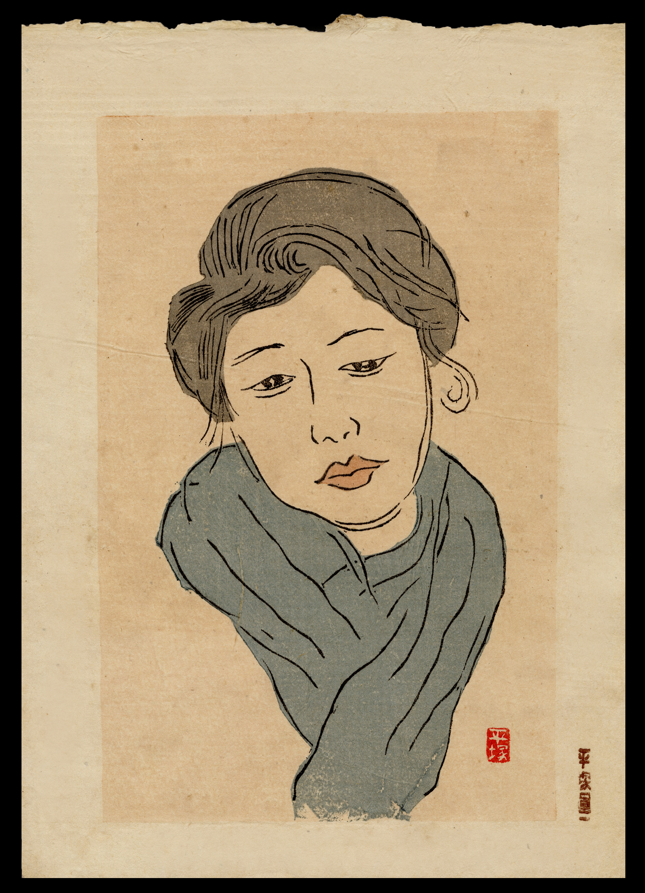 sosaku-hanga-unichi-hiratsuka-portrait-of-my-wife.png