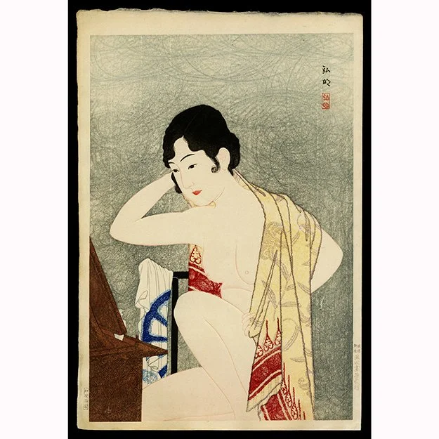 <b>AT THE MIRROR</b> / <em>Takahashi Shotei Hiroaki<br>1927-1930<br><br><B>SOLD</B></em>