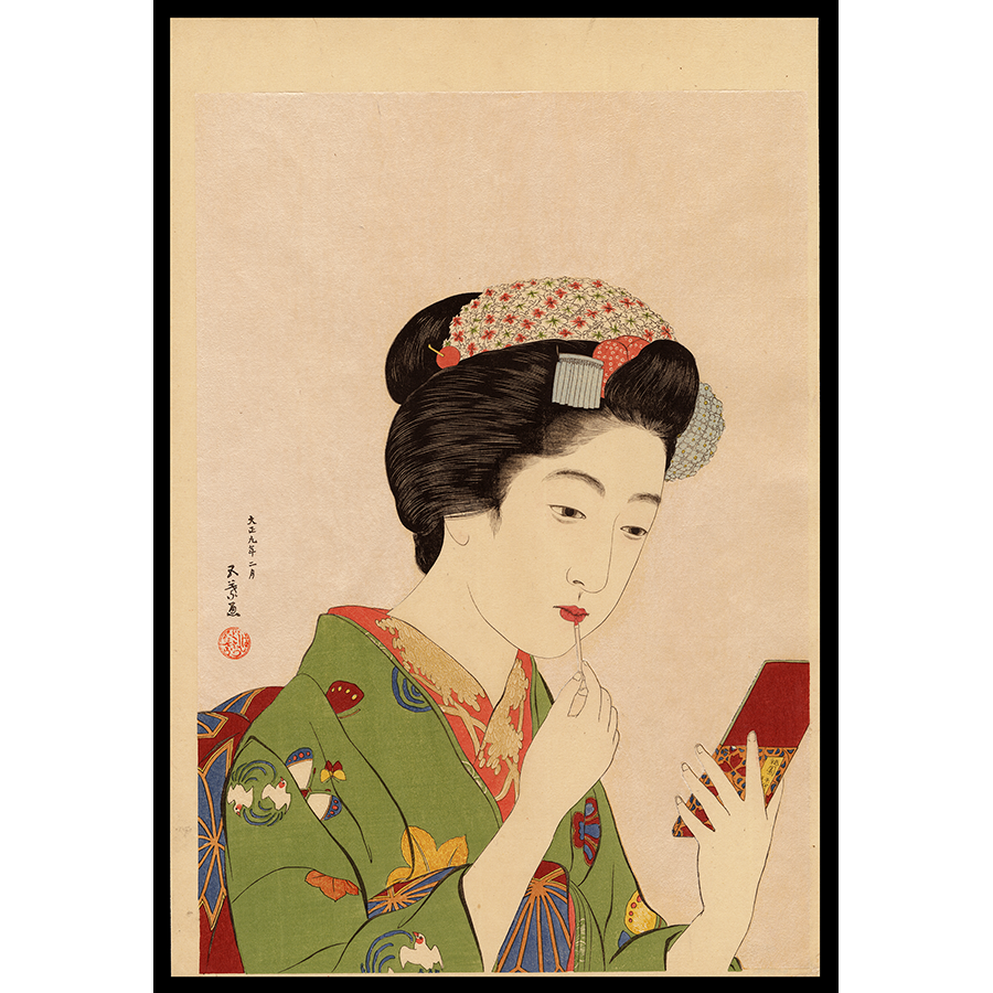 <b>WOMAN HOLDING LIPSTICK</b><br><em>Hashiguchi Goyo<br>1920<br><br>$20,000</em>